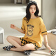 Summer Women's Short Sleeve Cotton Plaid Pajama Set Summer Pure Cotton Korean Home Clothing Can Be Cartoons for Outdoor Y9857 M (Suggested 75-95Jin [Jin equals 0.5 kg])