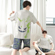 
Zisong summer large-size short-sleeved cotton pajamas men's round neck plus fat plus size 260 Jin [Jin equals 0.5 kg] Thin fat man loose home clothing set b short-sleeved 1517 L Recommended weight 110-135 Jin [Jin equals 0.5 kg]