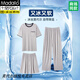 Modal Herren Pyjamas Sommer kurzärmelige Hose dreiteiliger Set cool und dünner Stil großer Größe für Herren-Heimkleidung QKM1694-3 4xl