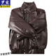 Romon genuine leather leather jacket for men's head layer cowhide stand collar motorcycle jacket for autumn and winter cold resistance and warm middle-aged and elderly people plus cotton loose jacket Black double-length cowhide top removable inner liner 2XL Recommended 120-140Jin [Jin equals 0.5 kg]