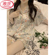 LangSha French pastoral floral ice. Thin silk short sleeve shorts suit pajamas for women summer high-end silk. Silk home clothes. Color #YX-9201 L [99-115]Jin[Jin equals 0.5 kg]