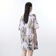 Jiangnan Buyi (JNBY) [same style in the mall] 25 summer new dress, small flower cyclamen printed mid-sleeved round neck A-shaped 5P4G15430 690/pink XS