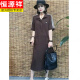 Hengyuanxiang casual short-sleeved stand-neck dress for women's mid-length spring and summer new fashionable age-reducing slimming versatile sweatshirt dress red 4XL recommended 145-160Jin [Jin equals 0.5 kg]
