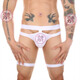Bikini buttocks tight sexy low-waisted double-butt gay men's underwear high-cut thong restraint leg straps white XL