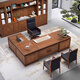 Ningqiu Luoge (NICHLORT) new Chinese style boss desk and chair combination solid wood president desk bookcase high-end office chairman executive desk 3.2 meters desk