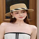 Handu Yishe HSTYLE Handu Yishe Spring and Summer French Flat Top Straw Hat Girl Elegant Top Hat Sun Hat Wide Essential Seaside Vacation Hat Khaki
