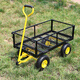 NAOISKEY 4016 Tool Trolley Flatbed Truck Trailer Tiger Cart Roasted Sweet Potato Cart Foldable Net Cart Side Block Removable With Pump Single-layer Pneumatic Wheel Yellow + Black