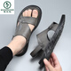 Sandalias de carpintero para hombres de moda 2025 ropa de verano sin deslizamiento de zapatillas de playa casuales sin deslizamiento para hombres de cuero suave para hombres, zapatillas de doble propósito transpirables gris 11155 38