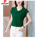 Pierre Cardin chiffon sleeveless top, stylish shirt, girl's doll collar shirt, short-sleeved, versatile chiffon belly-covering chiffon shirt, 6218 Internet celebrity haze blue M. It is recommended that 100Jin Jin is equal to within 0.5kg.