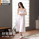 
Modal with chest pad ice silk nightgown for women 2025 new summer suspender mid-length pure and lustful dress home clothes 13117 M