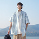 
Maitu striped short-sleeved shirt for men summer thin 2025 new loose casual men student versatile shirt jacket off white M