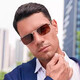 Metal frame square sunglasses men's sunglasses UV anti-small glasses legs simple and fashionable golden full frame European and American black gold frame black gray lens