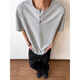 
Miao Yijia men's short-sleeved T-shirt for men loose casual summer men's Henry shirt half-sleeved base shirt top half-sleeved inner grey waffle short-sleeved XL