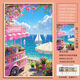 Taoli Shijia healing pink seaside flower shop puzzle 1000 pieces with photo frame high-value handmade gift children's educational toys summer seaside-S1047 520 pieces without photo frame (scattered/poster)