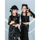 
Cloth Cat Jazz Dance Costume Girls Children's Sling Mesh Long Sleeve Navel Exposed Set Show Dance Costume Group Suit 683D Black Mesh Long Sleeve 160