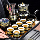 Songyun Qing Lazy Tea Set 2025 New Household Tea Drinking Artifact Ceramic Kung Fu Teacup Stone-Ground Teapot Semi-automatic Qingming Riverside Scene Automatic (6 cups) 8 heads 10 pieces