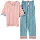 Langsha pajamas for women in summer 2025 new pure cotton thin loose home clothes short-sleeved trousers casual and can be worn out for 7371 L [recommended 100-120 Jin [Jin equals 0.5 kg]]