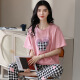 Zhulu pijama de algodón puro apretado para mujeres en verano delgada dulce y linda pantalones de manga corta set 2025 nueva ropa casera cómoda 679 m