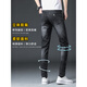 VFVQ zerrissen Jeans Herren Frühling und Herbst 2025 Neues lässige elastische Sommer dünne schlanke Männer lange Hosen 6636 Black 28
