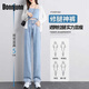 
DONNJUNN Tennis Jeans for Women Thin 175 Tall Extended Edition Wide Legs Loose Straight Pants Casual Fat mm Pants 6218 Light Blue [Extra Long Version] 28