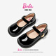 Barbie Children's Shoes Girls Spring and Autumn Single-Leather Small Leather Shoes Student Campus Performance Black Leather Shoes Bright Leather DA6711 Black 38