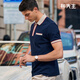 Mr. Bu POLO shirt button retro polo shirt summer new men's lapel short-sleeved college style AT12083 Navy L __175