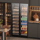 Baikelen double-door wine cabinet with constant temperature and humidity double-door light luxury ultra-thin seamless embedded home air-cooled frost-free villa tea beverage liquor wine fruit preservation refrigerated display cabinet 1.8 meters丨Dual temperature zone丨Red wine tea style丨 105 bottles Thick style