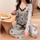 
S.SOFEA gray lace with chest pads for women three-piece pajamas for outdoor wear for spring, summer and autumn student style three-piece set WX13803 gray (with chest pads) 170 M (80-100Jin [Jin equals 0.5 kg])