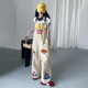 Girls' pants 2025 Spring and Autumn Cartoon Overalls Children's Trendy American Casual Jumpsuit Large Children's Labor Pants Khaki Overalls [High Quality] 130