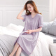 Nightgown modal pour femmes Pyjamas d'été modaux d'été pour femmes 2025 Nouveaux manches minces de grande taille de grande taille M686 Violet 3xl [160-180jin [Jin est égal à 0,5 kg]]]