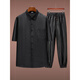Hua Jiuqing Style chinois Cloud parfum Cloud sao chemise Men Cloud Pustrant SAO Shirt Men Summer Silk Mulberry Mulberry Silk Top Abel Merchant Black Costume (avec 9226 pantalons de ceinture) 4xl recommandé 175-185Jin [Jin est égal à 0,5 kg]