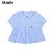 M.Latin Maratin children's clothing children's shirt 2025 summer new style children's retro college style short-sleeved shirt blue strip 120