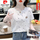 皮尔卡丹（pierre cardin）夏季女装正肩纯棉短袖T恤ins潮25年新款宽松白色半袖体恤上衣夏装 1396#星星 S 适合80-99斤