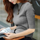 
COLORFUL GEMS new fashionable knitted sweater spring and autumn five-point sleeve base shirt women's clothing 2025 9901-Khaki-five-point sleeve S