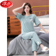 Langsha Pyjamas für Frauen für Sommerpure Baumwolle 2025 Neue Kurzschläfchen Hose Kleidung für dünne Baumwollanzüge 7374 Bohnengrün M 80-100jin [Jin gleich 0,5 kg]