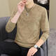 Romon 2025 autumn and winter new men's long-sleeved T-shirt European fashion men's handsome fashionable sweatshirt plus size base shirt T-shirt [Spring and autumn thin style] 6628 khaki M 90-115 Jin [Jin equals 0.5 kg]