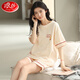 LangSha (LangSha) high-end 2025 summer pajamas for women pure cotton shorts Korean version cute plus size for outer cotton home clothing set A9855 M (75-95Jin [Jin equals 0.5 kg])