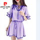 Pierre Cardin Koreanische Version Lotus Blatthülle Top High Taille Wide-Bein Shorts Zweiteiler Sommer Loose Hong Kong Aroma klein 2025 neuer Stil 682# Off White S