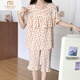 
Modal short-sleeved cotton silk pajamas for women in spring and summer new thin home clothes casual floral anti-convex dot large-size cotton silk set polka dot beige M2603 short-sleeved mid-sleeved pants L (suitable for 90115Jin [Jin equals 0.5 kg])
