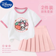 Disney Girl de 2-15 ans Kulomi Cotton T-shirt à manches courtes Short Suit Été Nouveau ensemble de deux pièces pour enfants de taille moyenne de taille moyenne 3291 Ensemble de deux pièces Purple Top + Couleur solide Jupe courte 110 cm
