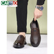 
CARTELO men's spring and summer genuine leather sandals men's shoes breathable soft sole business casual hollow middle-aged and elderly dad's hole shoes 17152 brown foot hollow 38