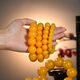 Fat Donglai's same style yellow beeswax bracelet second generation chicken fat amber Buddha beads single circle men's and women's bracelet fashion bracelet 10MM beeswax bracelet-19 pieces
