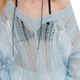 
UNIFREE large V neck thin long-sleeved sweater ripped hollow personalized sun protection loose blouse L