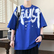 Tanz mit dem Wolf Universal Heavy Gradient Short Sleeve T-Shirt Herren Sommertrendmarke 2025 NEU NEUE HALFEVE LOSSE JUGENAGER 3523 ROTE EINZEL TOP M WIRT 90-115JIN [JIN GEWENT 0,5 kg] kann getragen werden