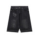 Jingpufei 25SS Brand tendance en cuir rétro en cuir lâche droit des shorts en jean lavage bleu de 9926 s 28