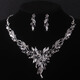 Fujiu 2024 new high-end atmospheric bridal set chain water drop rhinestone necklace earrings wedding dress necklace wedding necklace Korean style F necklace + earring needle style (with pierced ears)