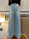 Girls' pants for spring and autumn outer wear 2025 new medium and large children's casual straight wide-leg girls winter children's jeans blue ready-made 120 one size fits all