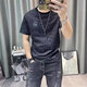 
Xuji Ice Silk Short Sleeve T-shirt Men's 2025 Summer New Printed T-shirt Slim Half-sleeved Ice Sexy Men's Sweatshirt 846 Blue M