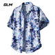 GLM Chemise à manches courtes pour hommes Silk Silk à séchage rapide Shirt à manches à manches mi-manche personnalisée SHEPT PLACE CHIRT CHIRT 7029 Maldives Blue M Single Taille