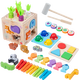 Maigemeng (Maigemeng) Kinder-Erleuchtung für Kinder in Montessori, die Ball Boys und Mädchen Rätselfischen und Ziehen von Radieschen-Holz-Matching-Spielzeugen zwei Sets schlägt.